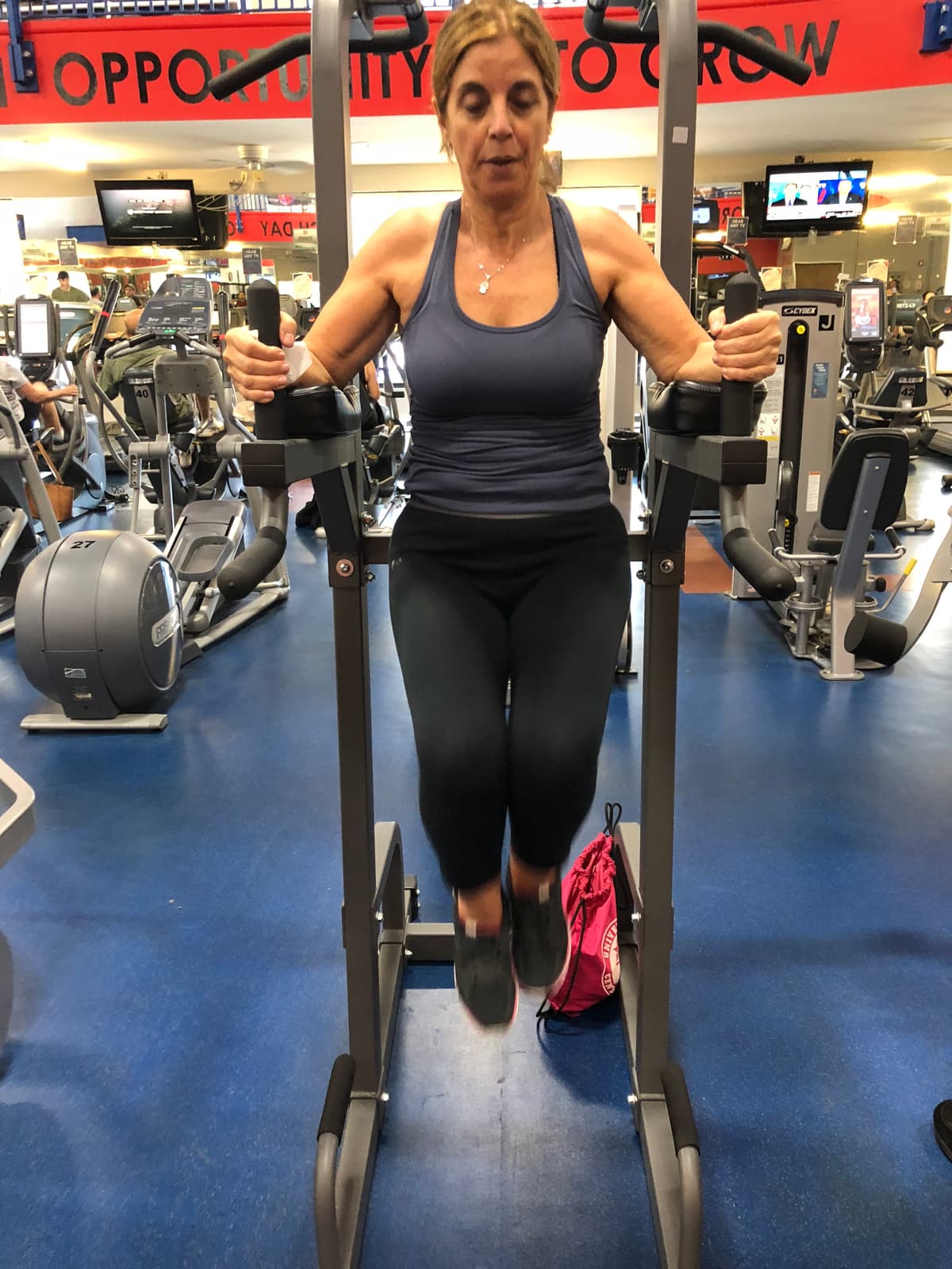 Working the abs on the power tower