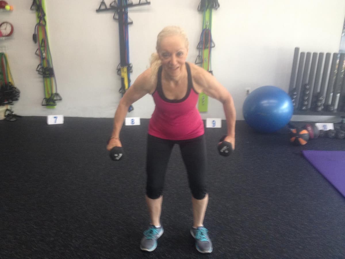 Elaine showing us how the 70+ folks do it