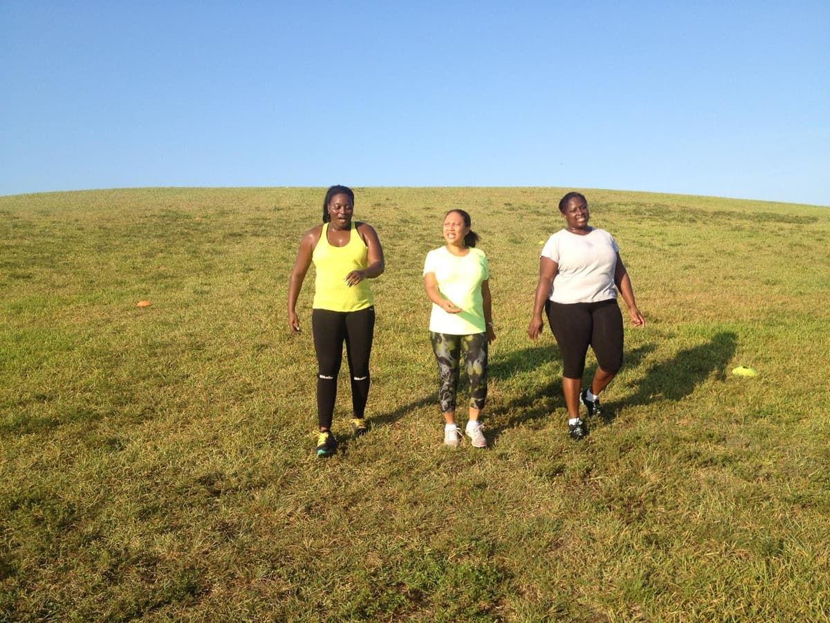 Joann, Ena, and Friend Hill run intervals
