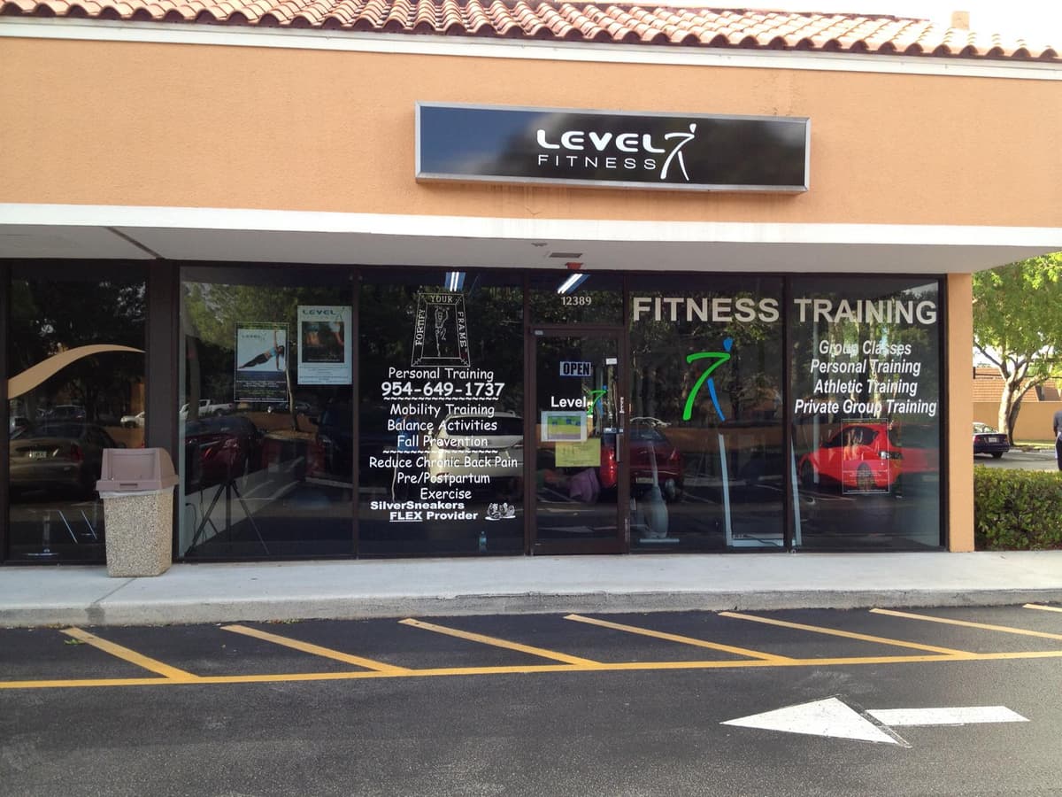Entrance to the Level 7 Fitness Studio in Cooper City